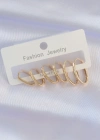 Pirinç Gold Renk İnce Oval Küpe Seti