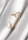 Pirinç Gold Renk İnci Top Figür Balık Kuyruğu Model Kadın Yüzük