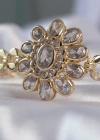 Pirinç Gold Renk İri Zirkon Taşlı Çiçek Figürlü Bileklik