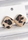Pirinç Gold Renk Kare Leopar Model Kadın Küpe