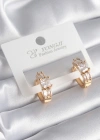 Pirinç Gold Renk Kare Zirkon Taşlı Kadın Küpe