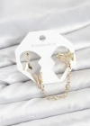 Pirinç Gold Renk Kelebek Model Zincir Bağlantılı Ear Cuff Küpe Seti