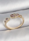 Pirinç Gold Renk Pembe Damla Zirkon Taşlı Ayarlanabilir Kadın Yüzük