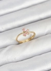 Pirinç Gold Renk Pembe Kelebek Kadın Yüzük