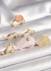 Pirinç Gold Renk Pembe Plastik Yüzük Model Daire Pembe Mine Yılan Detay 6Lı Kadın Yüzük Seti