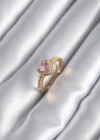 Pirinç Gold Renk Pembe Zirkon Taş Kalp Charm Model Kadın Yüzük