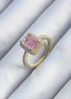 Pirinç Gold Renk Pembe Zirkon Taşlı Kadın Yüzük