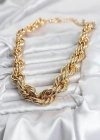Pirinç Gold Renk Sarmal Halat Model Kadın Kolye