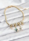 Pirinç Gold Renk Yıldız Model Charmlı Kadın Bileklik