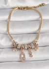 Pirinç Gold Renk Zincir Sallantı Zirkon Taşlı Messika Figür Yıldız Detay Kadın Bileklik