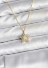 Pirinç Gold Renk Zincirli Yıldızlı Model Kadın Kolye