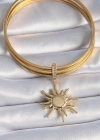 Pirinç Gold Renk Zirkon Taş Detaylı Güneş Model Ajda Charm
