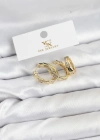 Pirinç Gold Renk Zirkon Taşlı Halka Yılan Model YSX Trio Küpe Seti
