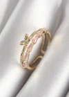 Pirinç Gold Renk Zirkon Taşlı Kelebek Figür Kadın Yüzük