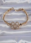 Pirinç Gold Renk Zirkon Taşlı Kelebek Figürlü Parçalı Model Bileklik