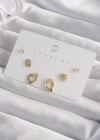 Pirinç Gold Renk Zirkon Taşlı Yaprak Model Küpe Seti