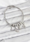 Pirinç Gümüş Renk Ay Charm Model Charmlı Kadın Bileklik