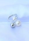 Pirinç Gümüş Renk Ayarlanabilir İnci Taşlı Yüzük