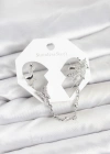 Pirinç Gümüş Renk Kelebek Model Zincir Bağlantılı Ear Cuff Küpe Seti