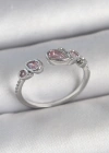 Pirinç Gümüş Renk Pembe Damla Zirkon Taşlı Ayarlanabilir Model Kadın Yüzük