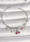 Pirinç Gümüş Renk Sallantı Kiraz Figür Kalp Detay Charm Kadın Bileklik