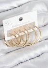 Pirinç Halka Model Gold Renk Kadın Set Küpe