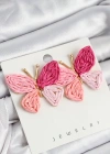 Pirinç Pembe Kelebek Model Gold Renk Kadın Hasır Küpe