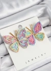Pirinç Rainbow Kelebek Model Gold Renk Kadın Hasır Küpe