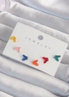 Pirinç Rengarenk Mineli Minimal Kelebek Küpe Seti
