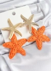 Pirinç Sallantılı Turuncu Deniz Yıldızı Model Gold Renk Hasır Küpe
