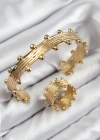 Pirinç Topcuk Model Gold Renk Bileklik Yüzük Set