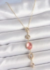 Pirinç Zincir Pembe Gold Renk Zirkon Taşlı Y Kolye