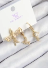 Pirinç Zirkon Taşlı 3lü Kuş Model Gold Renk Kadın Küpe