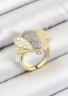 Pirinç Zirkon Taşlı Arı Model Gümüş Ve Gold Renk Kadın Yüzük