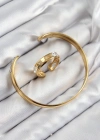 Pirinç Zirkon Taşlı Ayrık Model Gold Renk Bileklik Yüzük Set