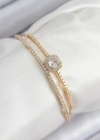 Pirinç Zirkon Taşlı Baget Model Gold Renk Kadın Bileklik