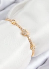 Pirinç Zirkon Taşlı Kar Tanesi Model Gold Renk Asansörlü Kadın Bileklik