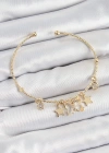 Pirinç Zirkon Taşlı Kelebek Ve Yıldız Model Gold Renk Charm Bileklik