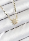 Pirinç Zirkon Taşlı Kutup Yıldızı Model Ezme Zincir Gold Renk Kadın Kolye