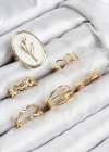 Pirinç Zirkon Taşlı Lale Model Gold Renk Kadın Yüzük Kombin Set