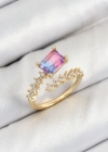 Pirinç Zirkon Taşlı Renkli Model Gold Renk Kadın Yüzük