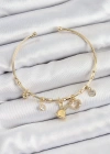 Pirinç Zirkon Taşlı Tavşan Ve Kalp Model Gold Renk Charm Bileklik