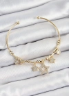 Pirinç Zirkon Taşlı Yıldız Model Gold Renk Charm Bileklik