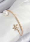 Pirinç Zirkon Taşlı Yıldız Ve İnci Model Gold Renk Kadın Bileklik
