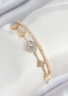 Pirinç Zirkon Taşlı Yonca Model Gold Renk Kadın Bileklik