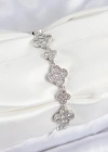 Pirinç Zirkon Taşlı Yonca Model Gümüş Renk VIP Seri Kadın Bileklik