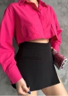 Poplin crop gömlek fuşya s3060