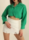 Poplin crop gömlek yeşil s3060