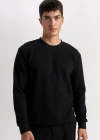Regular Fit Bisiklet Yaka Jakarlı Sweatshirt