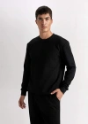 Regular Fit Bisiklet Yaka Jakarlı Sweatshirt